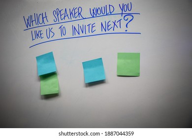 Whiteboard Questions And Post Its For A Network Meeting.