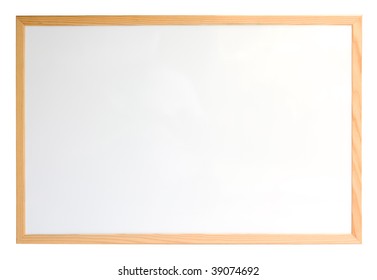 Whiteboard With Wooden Frame Isolated On White