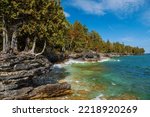 Whitefish Bay of Lake Michigan between Cave Point County Park and Whitefish Dunes State Park in Door County, Wisconsin