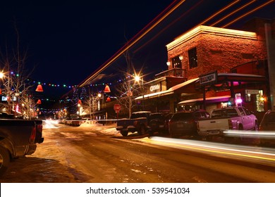 Whitefish downtown, Montana, USA. Dec. 16 2016.  Whitefish downtown was busy with traffic.