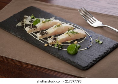 Whitefish Fillet Served On Stone Plate