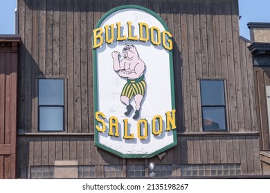 Whitefish, Montana - August 13, 2021: Sign For The Bulldog Saloon, Located In The Downtown Area