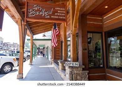 Whitefish, Montana - August 13, 2021: The SM Bradford Company store, in the downtown district, sells boots and home goods