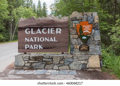 Whitefish, United States: June 25th, 2016. Entrance to the west side of Glacier National Park in Montana
