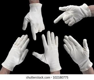 white-gloved hand on a black background isolated