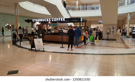 WHITEHALL, PENNSYLVANIA, US - March 23, 2019: Starbucks Locations Like This One In The Lehigh Valley Have Invaded Malls And Seem To Be Flourishing There. 