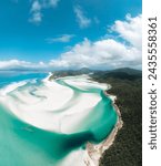 Whitehaven Beach and Hill inlet. Aerial Drone Shot. Whitsundays Queensland Australia, Airlie Beach.