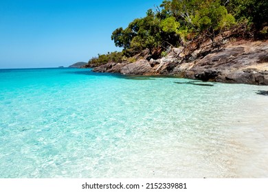 Whitehaven Beach Is On Whitsunday Island. The Beach Is Known For Its Crystal White Silica Sands And Turquoise Colored Waters. Autralia, Dec 2019