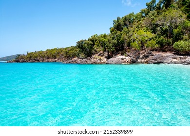 Whitehaven Beach Is On Whitsunday Island. The Beach Is Known For Its Crystal White Silica Sands And Turquoise Colored Waters. Autralia, Dec 2019