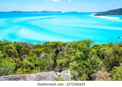 Whitehaven Beach Is On Whitsunday Island. The Beach Is Known For Its Crystal White Silica Sands A  And Turquoise Colored Waters. Australia, Dec 2019