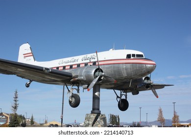 Whitehorse, Yukon Territory  Canada - September 19th 2022: The Canadian Pacific Airlines DC-3 Wind Vane At The Transport Museum