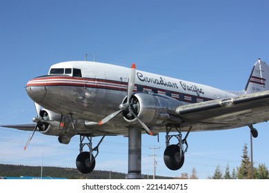 Whitehorse, Yukon Territory  Canada - September 19th 2022: The Canadian Pacific Airlines DC-3 Wind Vane At The Transport Museum