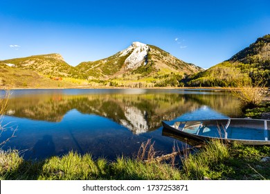 Whitehouse Mountain On Beaver Lake Colorado At Sunset Tourist Destination