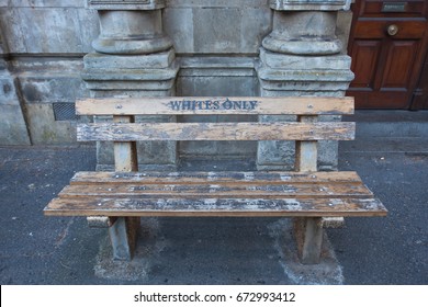 For Whites Only - A Bench In Cape Town. Bench With The Inscription, As The Memory Of Apartheid And Segregation In South Africa.