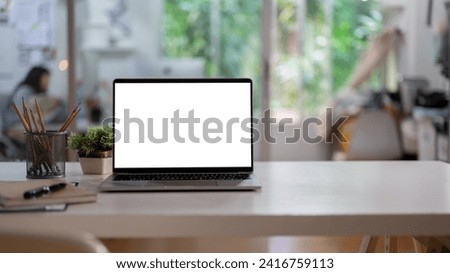 Similar – Image, Stock Photo Laptops on a table in a co-working space