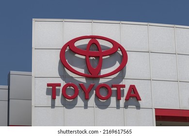 Whitestown - Circa June 2022: Toyota Car And SUV Logo. Toyota Is A Popular Brand Because Of Its Reliability, Fuel Mileage And Commitment To Reducing Emissions.