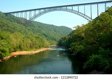 Whitewater Rafting, New River Gorge Bridge, 876' Above The New River, Fayette County, West Virginia, USA