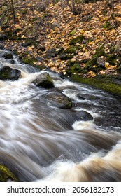 A Whitewater Rapid In Southern Finland On A Bright Autumn Day