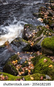 A Whitewater Rapid In Southern Finland On A Bright Autumn Day