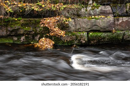 A Whitewater Rapid In Southern Finland On A Bright Autumn Day