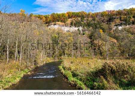 whitewater river and bluffs at whitewater state park in driftless region of southeastern minnesota