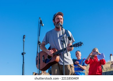 Whitstable, Kent, UK - 9 October 2022: Jay McAllister Performs A Song Under The Stage Name 