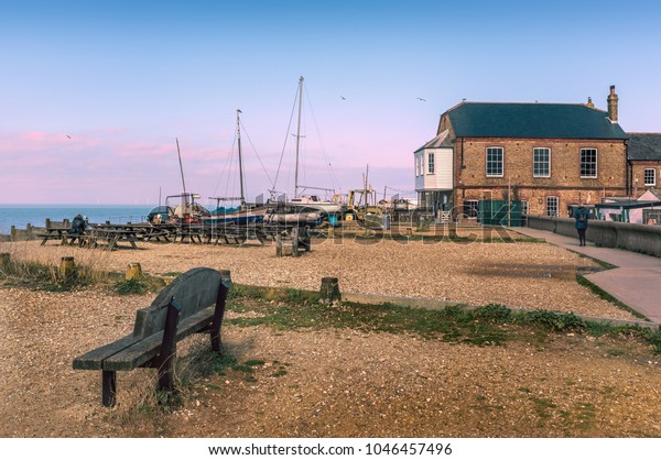 Whitstable Kent Uk Beach Wooden Benches Stock Photo Edit Now