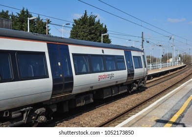 WHITTLESFORD, CAMBRIDGESHIRE/UK - March 19, 2018. Greater Anglia Class 379 At Whittlesford Parkway Station, Cambridgeshire, England.