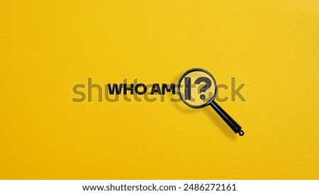 Who am I question is shown using a text