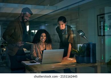 Who Said Success Doesnt Happen Overnight. Cropped Shot Of Colleagues Working Late.