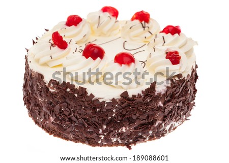 Whole Black Forest Cake Isolated On Stock Photo (Edit Now) 189088601