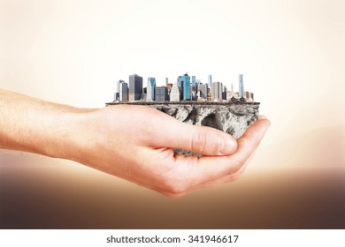 The whole city in your hands concept 