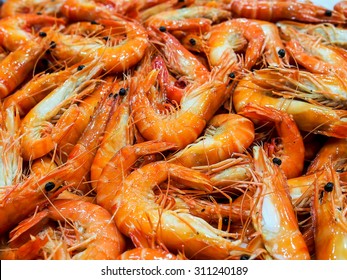 Whole Cooked Tiger Prawn At Sydney Seafood Market, Australia