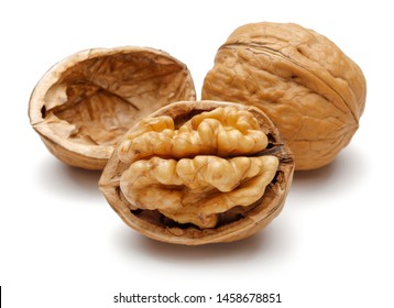 Whole Cracked Walnuts Isolated On White Stock Photo (Edit Now) 1362922349