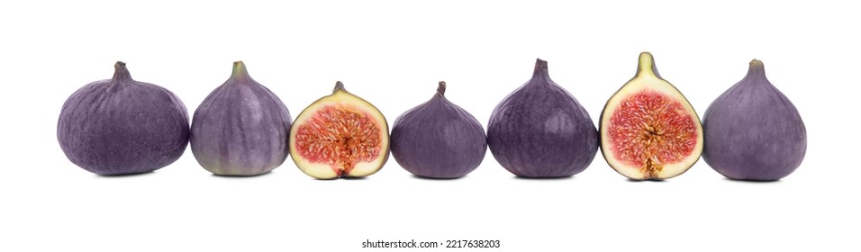 Whole and cut fresh ripe figs isolated on white - Shutterstock ID 2217638203