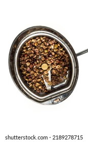 Whole Dried Unground Sumac Berries In A Spice Grinder Top Down