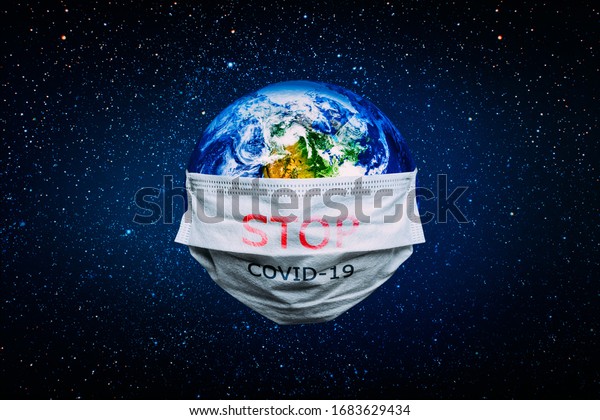 The\
whole earth is quarantined, the earth is wearing a\
mask\
Coronavirus and Air pollution pm2.5 concept.\
COVID-19\
Elements of this image furnished by\
NASA