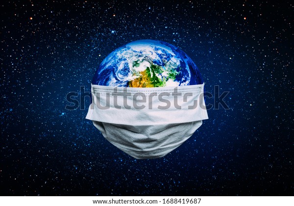 The
whole earth is quarantined, the earth is wearing a
mask
Coronavirus and Air pollution pm2.5 concept.
COVID-19
Elements of this image furnished by
NASA