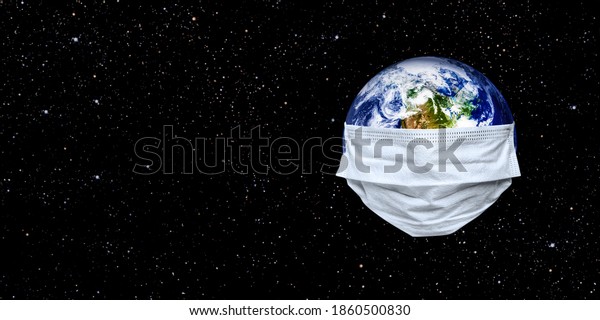 The\
whole earth is quarantined, the earth is wearing a mask on the\
white backgrounds\
Coronavirus and Air pollution pm2.5 concept.\
COVID-19\
Elements of this image furnished by\
NASA