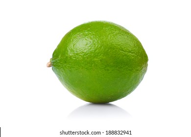 A Whole Fresh Lime Isolated On A White Background.