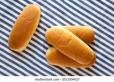 Whole Grain Hot Dog Buns On Cloth, Top View. Flat Lay, Overhead, From Above.