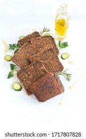 Whole grain rye bread. Sliced ​​bread on white background. Healthy food