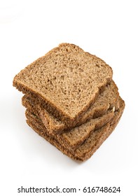 Whole Grain Sandwich Bread Slices, On White Background.