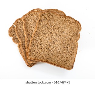 Whole Grain Sandwich Bread Slices, On White Background.