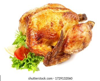 Whole Grilled Chicken on white Background - Isolated