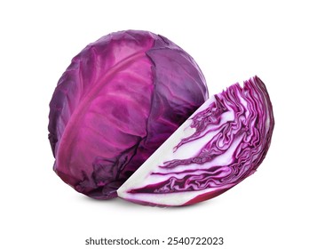 whole and half of purple cabbage vegetable isolated on white background - Powered by Shutterstock