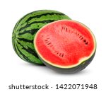 whole and half watermelon isolated on white background