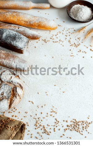 Similar – Image, Stock Photo Bread and flour on a rustic wooden background