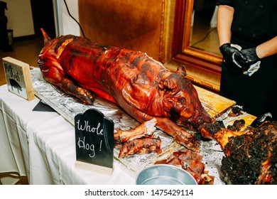 Whole Hog Grilled And Cooked For The Wedding. Pork