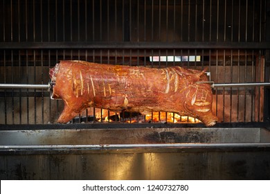 Whole Hog On A Roaster. Landscape Format.